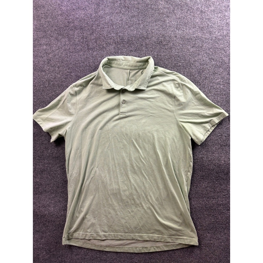 Lululemon Polo Shirt Mens L Green Short Sleeve Metal Vent Tech Activewear